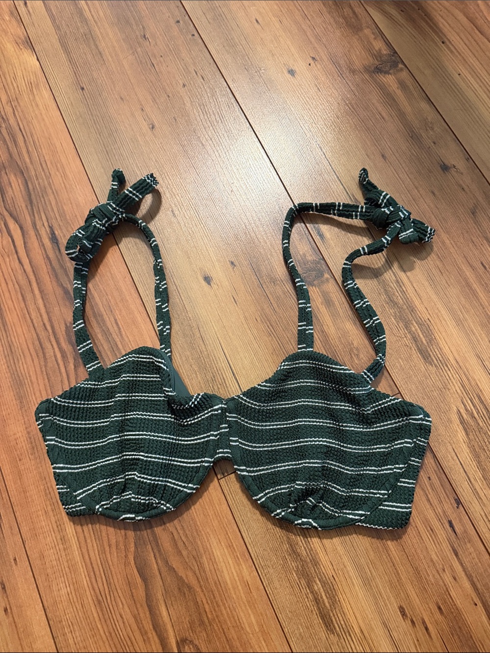 Abercrombie & Fitch Dark Green Striped Bikini Top